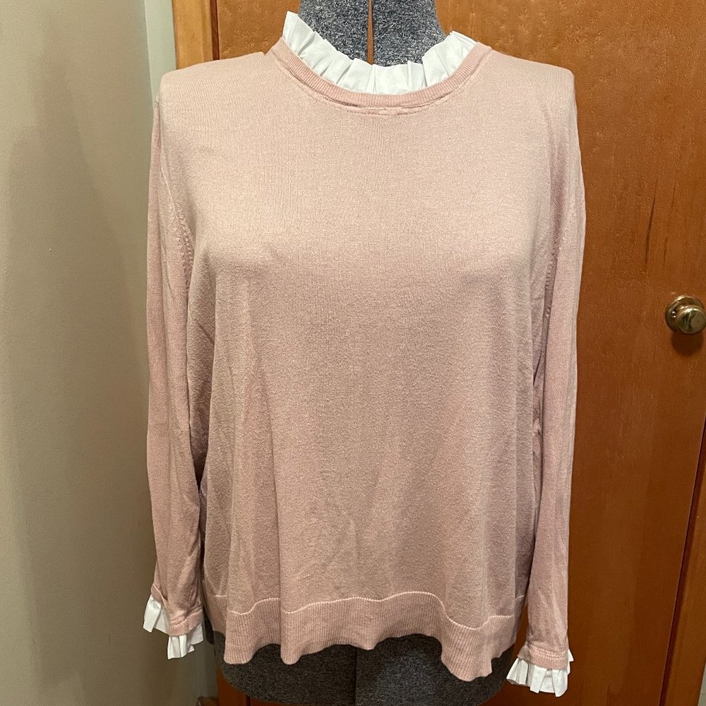 14th & Union Knit top w/ Ruffled Collar & Cuffs 3X